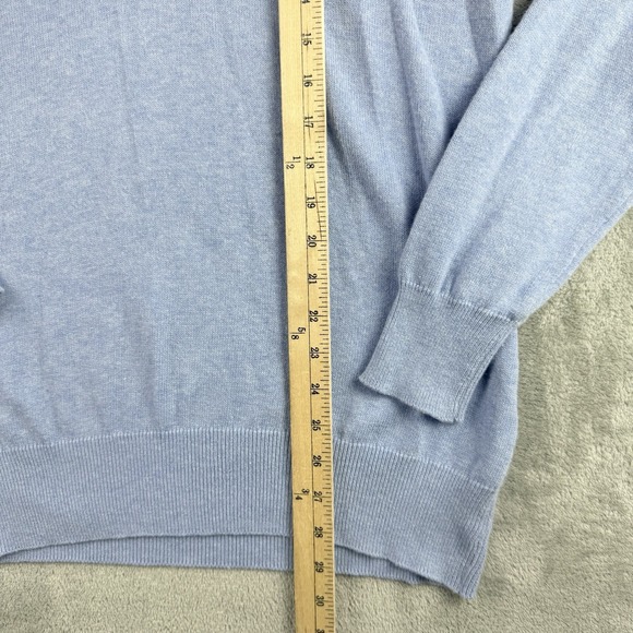Barbour Sweater Womens 14 Worker Blue Cotton Cashmere Knit V Neck Long Sleeve - Picture 4 of 15